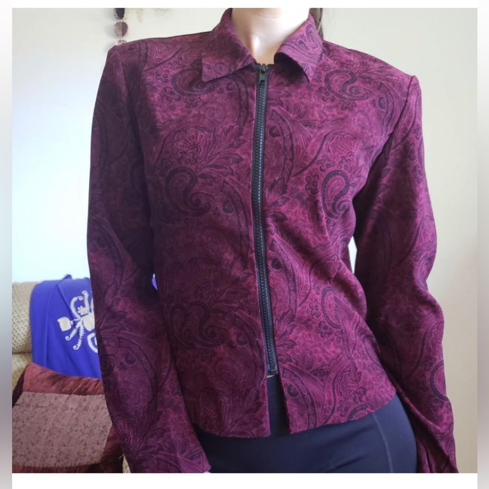 Vintage 90s Dressbarn Women Jacket Size Approximately M Color Burgundy